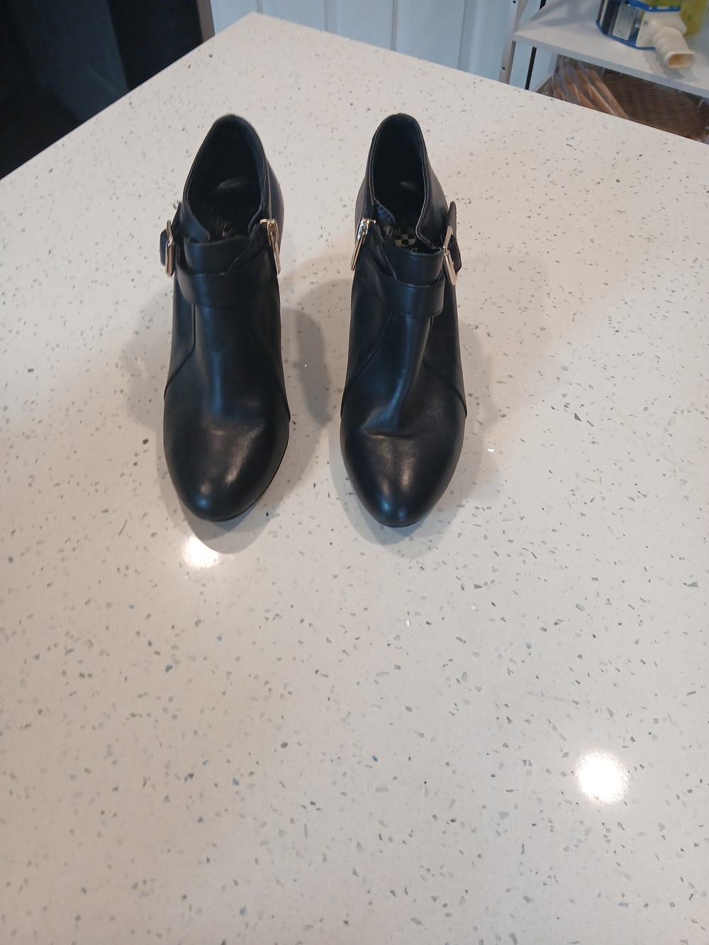 Vince Camuto Black Leather Ankle Booties with Buckle